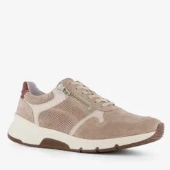 Hush Puppies Leren heren sneakers beige met rits Discount