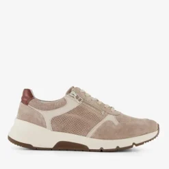 Hush Puppies Leren heren sneakers beige met rits Discount