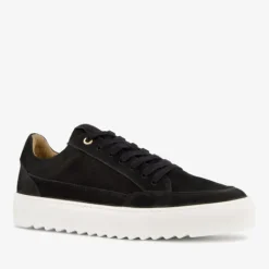 Van Beers Leren heren sneakers zwart Sale