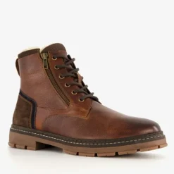 Van Beers Leren heren veterboots bruin Sale
