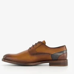 Van Beers Leren heren veterschoenen cognac