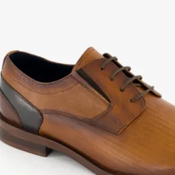 Van Beers Leren heren veterschoenen cognac