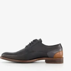 Van Beers Leren heren veterschoenen zwart dessin New