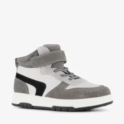 Stap Leren hoge jongens sneakers grijs wit