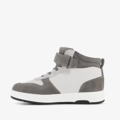 Stap Leren hoge jongens sneakers grijs wit