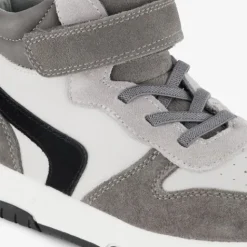 Stap Leren hoge jongens sneakers grijs wit