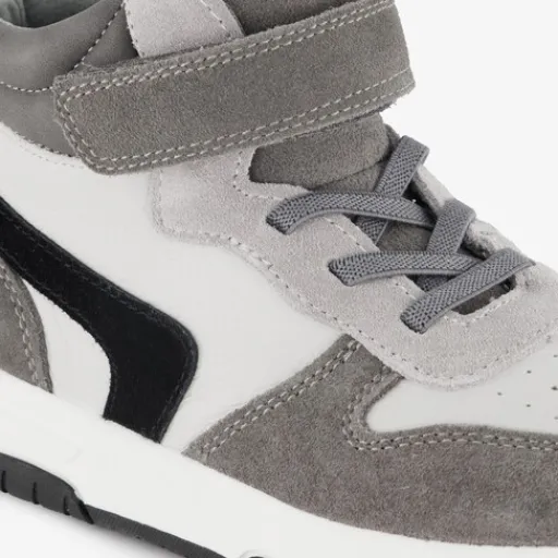 Stap Leren hoge jongens sneakers grijs wit
