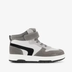 Stap Leren hoge jongens sneakers grijs wit