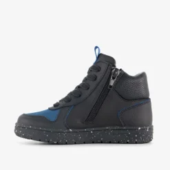 Stap Leren hoge jongens sneakers zwart blauw