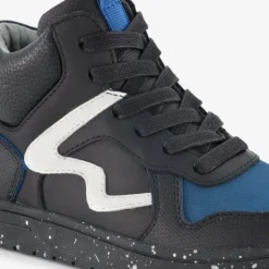 Stap Leren hoge jongens sneakers zwart blauw
