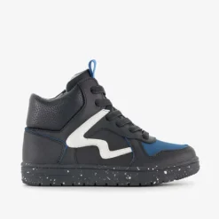 Stap Leren hoge jongens sneakers zwart blauw