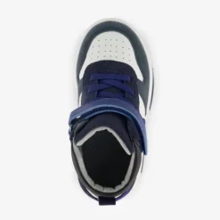 Stap Leren hoge jongens sneakers blauw wit