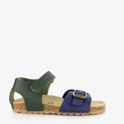 Braqeez Leren jongens sandalen blauw groen Hot