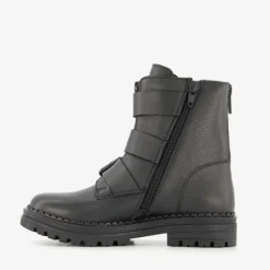 Groot Leren meisjes biker boots zwart Sale