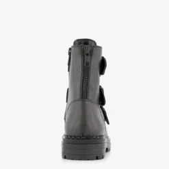 Groot Leren meisjes biker boots zwart Sale