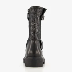 Groot Leren meisjes biker boots zwart Sale