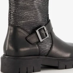 Groot Leren meisjes biker boots zwart Sale