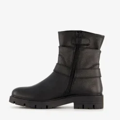 Groot Leren meisjes biker boots zwart Discount