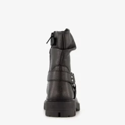 Groot Leren meisjes biker boots zwart Discount