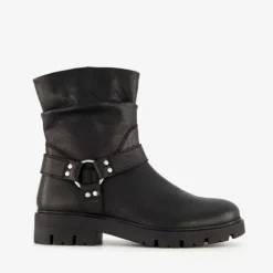 Groot Leren meisjes biker boots zwart Discount
