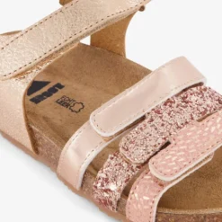 Groot Leren meisjes bio sandalen met glitters goud Hot