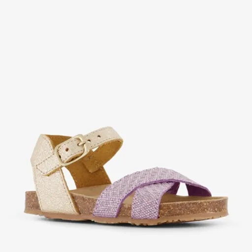 Groot Leren meisjes bio slippers paars goud Sale