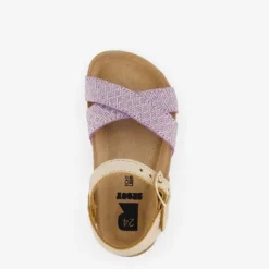Groot Leren meisjes bio slippers paars goud Sale
