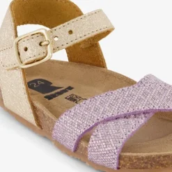 Groot Leren meisjes bio slippers paars goud Sale