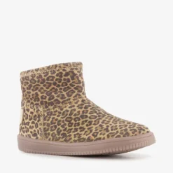 Groot Leren meisjes boots met panterprint bruin Outlet