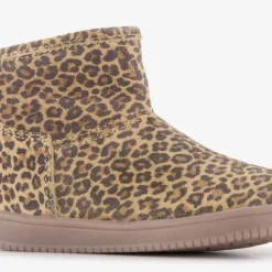 Groot Leren meisjes boots met panterprint bruin Outlet