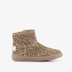 Groot Leren meisjes boots met panterprint bruin Outlet