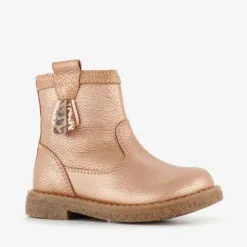 Groot Leren meisjes enkellaarsjes goud Hot