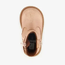 Groot Leren meisjes enkellaarsjes goud Hot