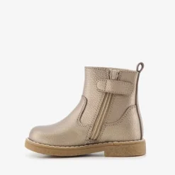 Groot Leren meisjes enkellaarsjes goud Sale