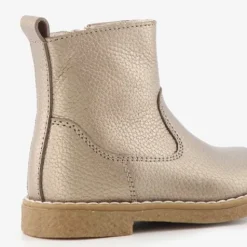 Groot Leren meisjes enkellaarsjes goud Sale