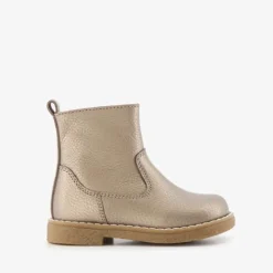 Groot Leren meisjes enkellaarsjes goud Sale