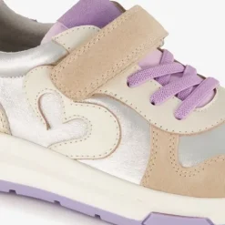 TwoDay Leren meisjes sneakers beige zilver Sale