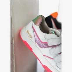 Braqeez Leren meisjes sneakers wit roze
