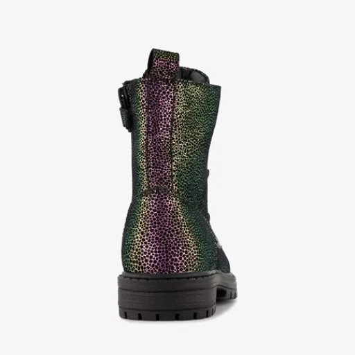Braqeez Leren meisjes veterboots multicolor