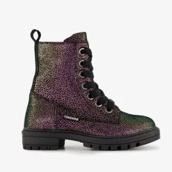 Braqeez Leren meisjes veterboots multicolor
