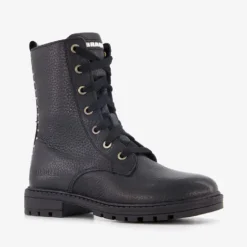 Braqeez Leren meisjes veterboots zwart Sale