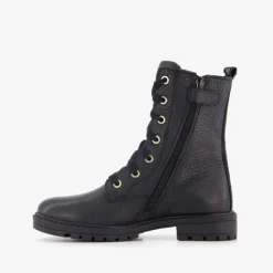 Braqeez Leren meisjes veterboots zwart Sale