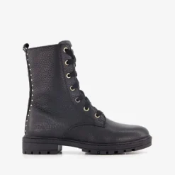 Braqeez Leren meisjes veterboots zwart Sale