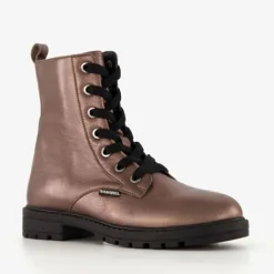 Braqeez Leren meisjes veterboots roségoud Sale
