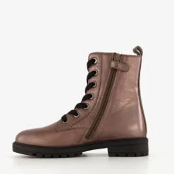 Braqeez Leren meisjes veterboots roségoud Sale