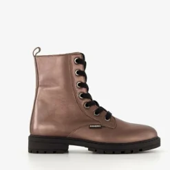 Braqeez Leren meisjes veterboots roségoud Sale