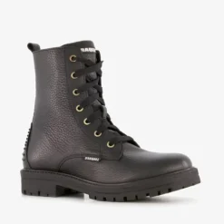 Braqeez Leren meisjes veterboots zwart Discount