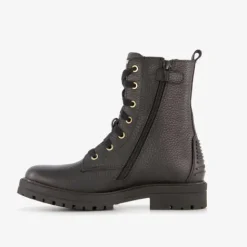 Braqeez Leren meisjes veterboots zwart Discount