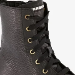 Braqeez Leren meisjes veterboots zwart Discount
