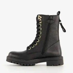 Braqeez Leren meisjes veterboots zwart Clearance